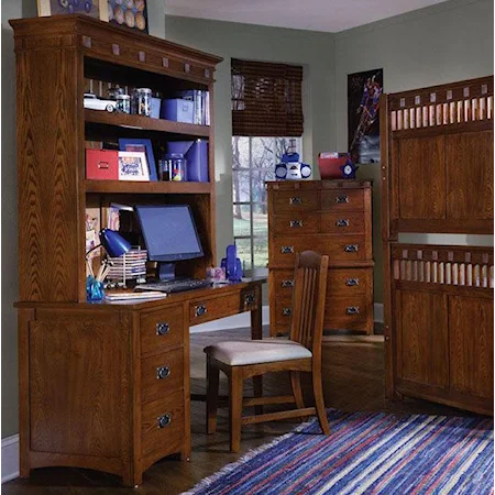 Single Pedestal Desk and Hutch